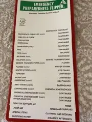 emergency preparedness flip chart (flipper) w/magnets on back, easy to use