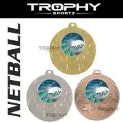 NETBALL sport medallion award 50mm GOLD SILVER BRONZE medal gilbert ring