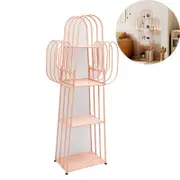 Catzon Freestanding Bookshelves Cactus Shaped 4-Tier for Small Spaces-Pink