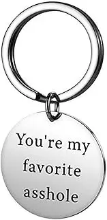 [YangQian] Couples Gifts Keychain,Boyfriend Girlfriend Present You Are My Favorite Asshole Keyring Valentine's Day Christmas Gifts for Husband Wife