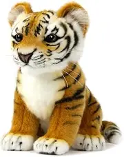 [HANSA] Tiger Amur Cub Plush Toy, 26 cm Length, Brown/White