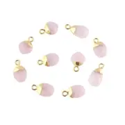Pink Chalcedony Yellow Gold Plated DIY Single Bail Connector Lot of 10 Pcs