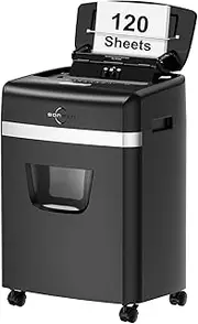 [BONSEN] Shredder for Office, 120-Sheet Auto Feed Paper Shredder, Micro Cut Paper Shredders for Home Office Use, 30 Minutes/High Security Level P-4/6 Gallon Bin (S3110)