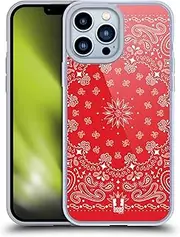 Head Case Designs Red Classic Paisley Bandana Gel Case [Military Grade Protection] Compatible with Apple iPhone 13 Pro Max
