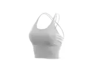 Thin Shoulder Straps Cross Beauty Back Sports Bra Gathered Sports Yoga Underwear-White