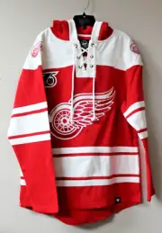 New Detroit Red Wings old time jersey style mid weight cotton hoodie men's S