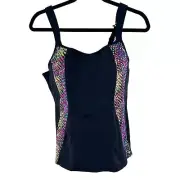 Panache Sport Vest in Geo Print New Built in Bra Tank High Impact 38F 38DDD