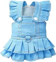 Small Dog Dress | Cute Dog Clothes | Breathable Soft Lining Pet Clothes, Cowboy Overall Dress for Puppy Kitten Cat