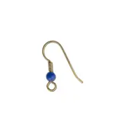 Brass Ear Wires with Coil and Blue Bead Adornment (10)