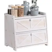 Vintage Double Layer Bread Box for Kitchen Countertop, Bamboo Bread Storage C...