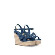 LOUIS VUITTON LV ISOLA WEDGE ESPADRILLE 1AGYKR DARK BLUE SIZE EU 37.5 US7 Or 7.5