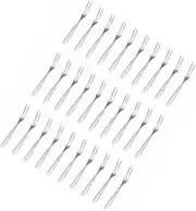 DONFAMDS 30 Pcs Stainless Steel Fruit Forks Two Prong Appetizer Forks for Parties Desserts and Salads Dishwasher Safe Reusable Tableware for Home and Events