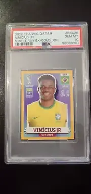 2022 Panini World Cup Stickers Qatar Vinicius Junior Gold Border BRA20 *PSA* 10