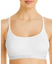 Calvin Klein Women's Pure Ribbed Unlined Bralette White Size L 6100