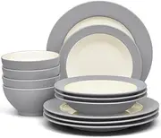 [Noritake] Colorwave Slate 12-Piece Rim Dinnerware Set, Service for 4