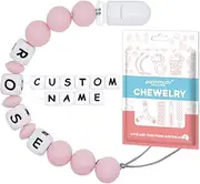 personalised dummy Clip with Name, Panny & Mody Binky Clip Fit All dummy Styles(Light Pink)