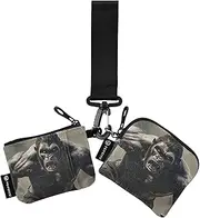 [XYMZR] Mini Zip Around Wristlet keychain Wallet Rugby Gorilla Cool for Women Personalized Pattern Detachable Dual Pouch Wristlet Portable Wallet Phone Coin Purse, Multi-colored, One Size
