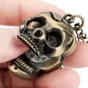 Unique Skull Shaped Quartz Pocket Watch with Necklace Chain for Women Men Gifts