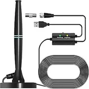 TV Aerial, Indoor TV Aerial for 4K 1080P HDTV with Signal Booster, Magnetic Base, 16Ft Coax Cable, Long Range Reception UP to 250+ Miles
