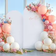 White Arch Covers 2 Set-7.2FT, 6FT Arch Backdrop Cover Spandex Fitted Wedding Arch Stand Covers for Bridal Shower Wedding Baby Shower Birthday Party Ceremony Banquet Photo Background Decorations