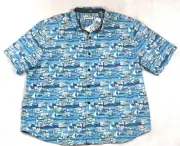 Tommy Bahama Big & Tall Artist Series Camp Shirt Blue Fish Bay 3XLT $150