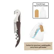 Brown Corkscrew Doubled Hinged Waiters Wine Key Bottle Opener with Foil Cutter