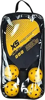 Pickle Ball Paddles and Balls - Beginner Set with 2 Rackets and 4 Balls, Indoor Outdoor Game Gear | Lightweight Paddle Ball Racket Kit, Comfort Grip Handles, Pickle Equipment for Adults & K
