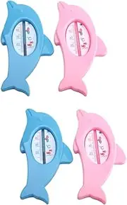 VICASKY 2sets Cartoon Dolphin Bath Thermometer Pool Bathtub Thermometer Precise Scale Durable Easy to Use 2pcs*2
