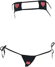 [SNOMYRS] Kawaii Lingerie Love Shape Straps Micro Bikini Set Japanese Anime Cosplay Cute Goth Swimsuit Bra Panty Extreme
