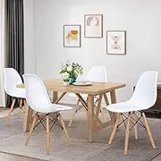 ALFORDSON Dining Chairs Set of 4 with Solid Wood Legs & Floor Protectors, 4X Kitchen Chairs Reading Seating for Home Cafe Bar Coffee Table, 150kg Capacity, EM Series, White