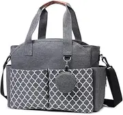 AIMALL Trendy Mummy Bag - Multi-functional Hand-held and Shoulder Canvas Bag with Pacifier Pouch, Ideal for Mother and Baby Travel, 18" W x 11.4" H x 5.5" D
