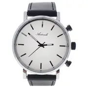 AG6182-02 Silver/Black Leather Strap Watch by Antoneli for Unisex - 1 Pc Watch