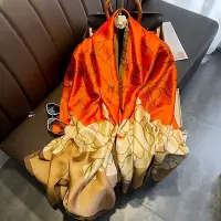 在飛比找Yahoo奇摩拍賣-7-11運費0元優惠優惠-嗨購1-夏季防曬綢緞絲巾長條絲巾新款時尚洋氣長款橙色絲巾遮陽