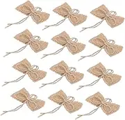 HEALSOPTHY 12Pcs Rustic Burlap Bows for DIY Crafts Wedding Decor Christmas Tree Ornaments for Handmade Accessories Easy to Attach with Glue Sewing