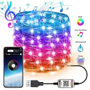 Christmas String Lights Bluetooth APP Control USB Smart Music Background Lights