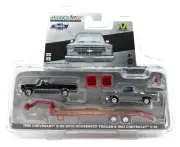 1:64 GreenLight BLACK 1986 Chevy K-30 Pickup w/GOOSENECK & Project C10 B&B *NIP*