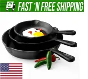 10”/ 8"/6.3” CAST IRON SKILLET FRY PAN Breakfast Large Mini Pre-Seasoned Griddle