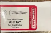 Crown Bolt #6 x 1/2" Pan Head Phillips CB# 18842 QTY: 80 FREE SHIPPING