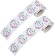 GANAZONO 2rolls Decorative Seal Stickers: Floral Labels Decals Present Wrapping Self-Adhesive Flower Sticker for Packaging Boxes and Envelopes Decorations
