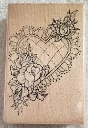 Valentine's Day Rubber Stamp, Stampendous "Stitched Heart" Quilted - P02 - NEW