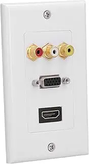 Hyuduo Video Wall Panel with Jack Composite Combo Wall Plate Home TV AV Outlet Audio Video Plate Panel Switches & Cameras