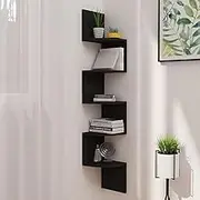 Corner Wall Shelf, Zig Zag, 5 Tier Floating Shelves for Bedrooms and Living Rooms, Boys Room Decor, Teen Decor, Black Finish