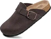 [FITORY] Women's Clogs Slip-On Potato Shoes Leather Mules Lace Suede Cork Footbed Sizes 4-9