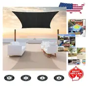 Heavy Duty Black Shade Sail 9' x 9' - Waterproof & 3- Included