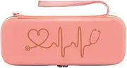 Binxind Stethoscope Storage Box EVA Portable Travel Carrying Case with Mesh Bag, Hard Drive,Pen,Medical Organizer Pink