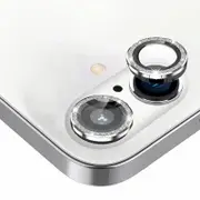Tough On iPhone 16 / iPhone 16 Plus Camera lens Protector Tempered Glass Individual Ring Silver Diamond