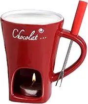 Butter Heating FondueFork | Fondue Mug Hot Pot Ceramic Melting Cup | Butter Warmer Heating Tea Light Melting Pot for Candy & Caramel