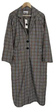 NWT Urban Outfitters Women’s Oversized Relaxed Plaid Trench Coat Duster Size S