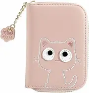 [Healeved] Small Wallet Theme Card Holder Coin Purse Id Card Bag Keys Bag Zipper Design Durable Pu Material