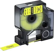 NineLeaf 1 Pack Replacement for Dymo D1 45018 S0720580 A45018 12mm x 7m 0.47'' 1/2 inch Black on Yellow Label Tape for Label Writer 450 Duo 400 Duo 3M PL100 PL150 PL200 PL300 Label Maker